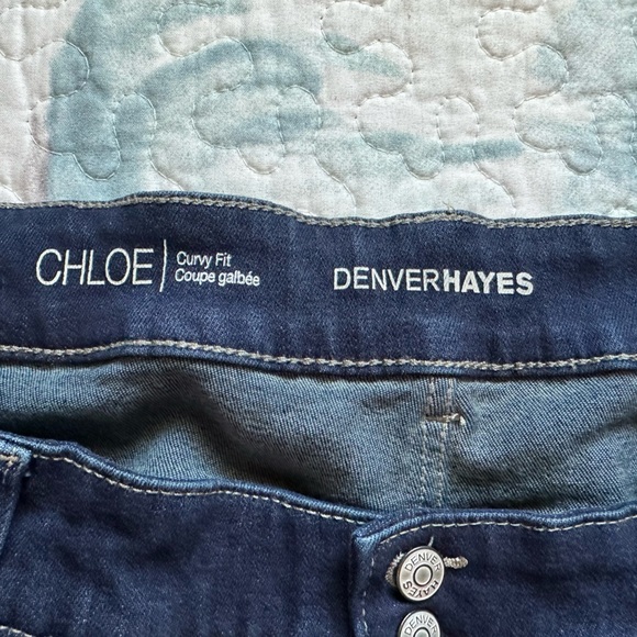 Denver Hayes cropped jeans 18 EUC dark blue soft stretchy mid rise straight leg - Picture 5 of 9